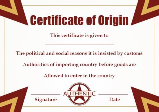 Invoice & Certificate of Origin